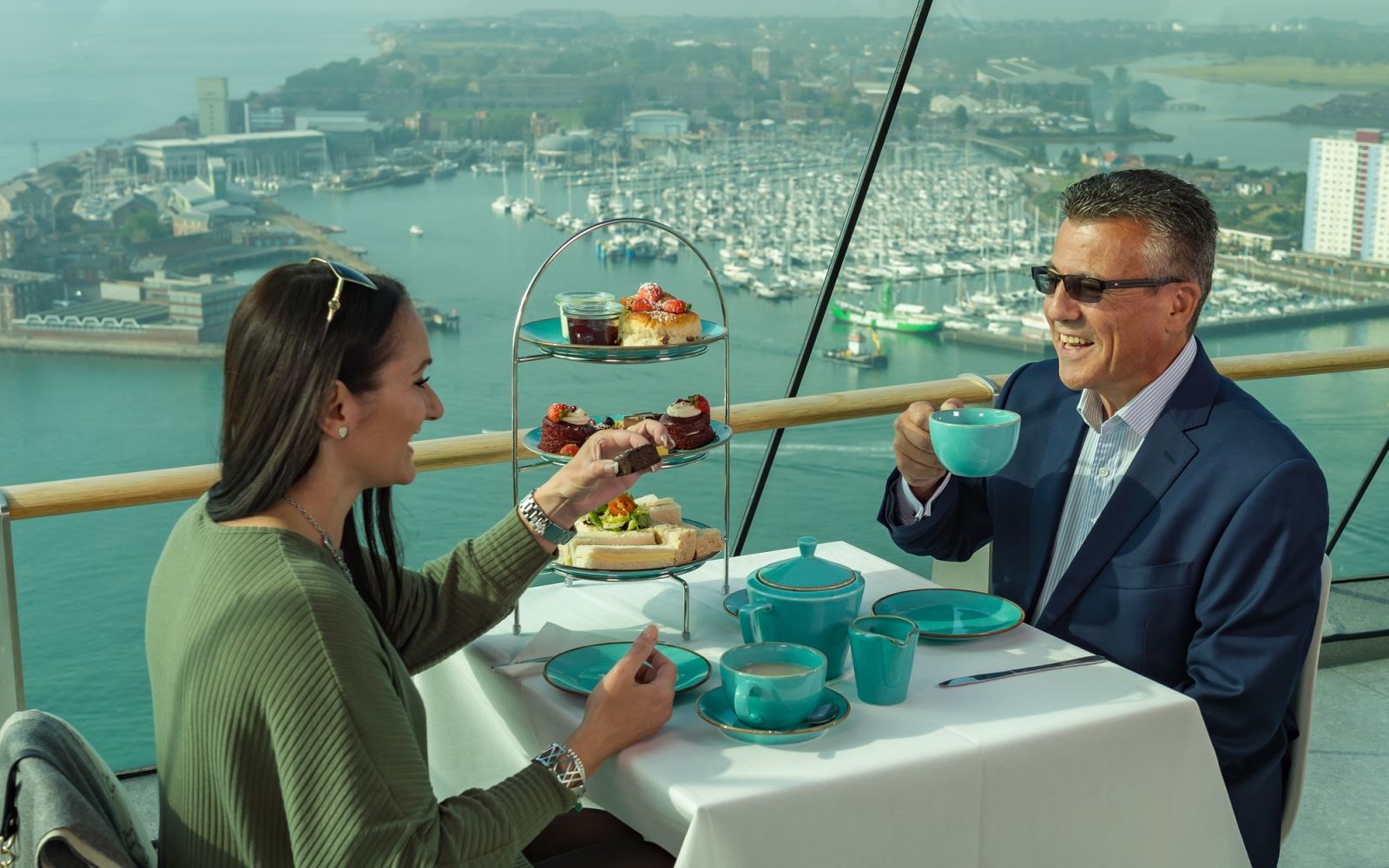 Photograph of a couple having afternoon tea at Spinnaker Tower - Copyright upixphotography and Spinnaker Tower