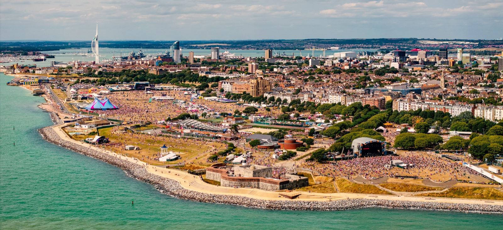 Aerial photograph of the Victorious Festival site